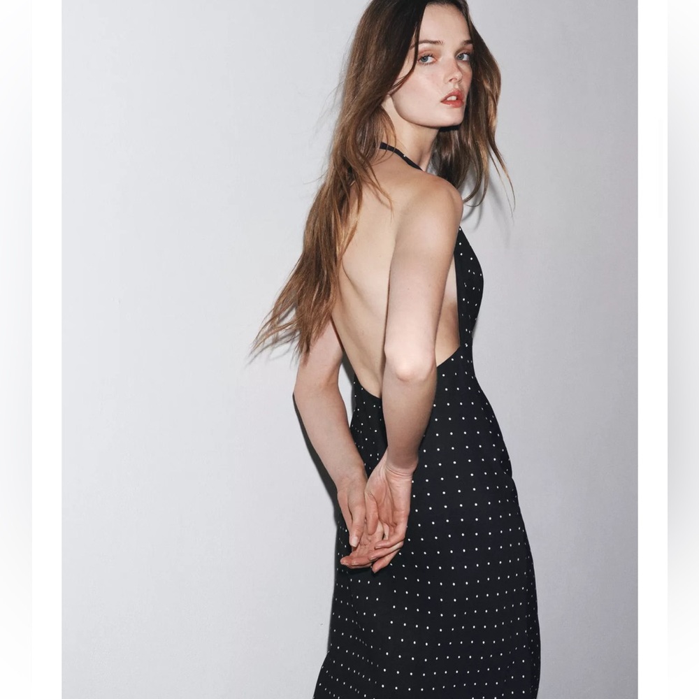 NWT🔥ZW Collection Black and White Polka Dot Midi Dress